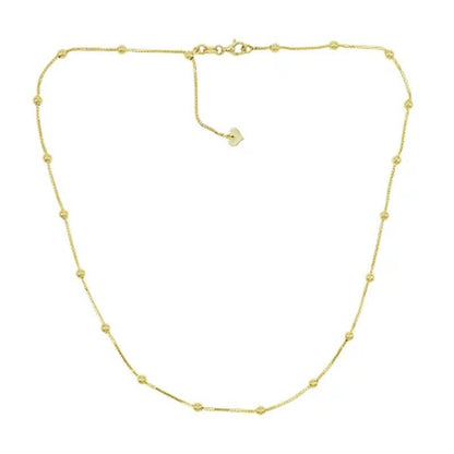 14K Yellow Gold Station Bead Necklace