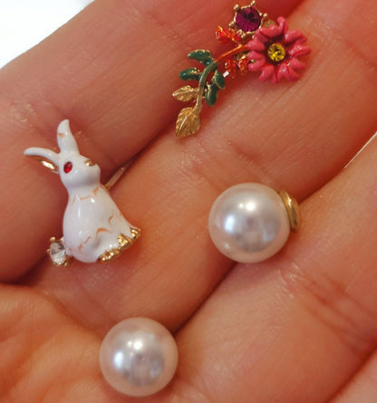 Flower Ins Design Freshwater Pearl Earrings