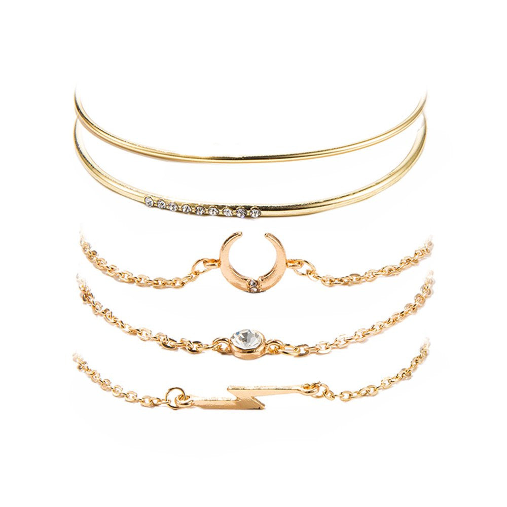 Five-Piece Full Fashionable Moon Personality Bracelets