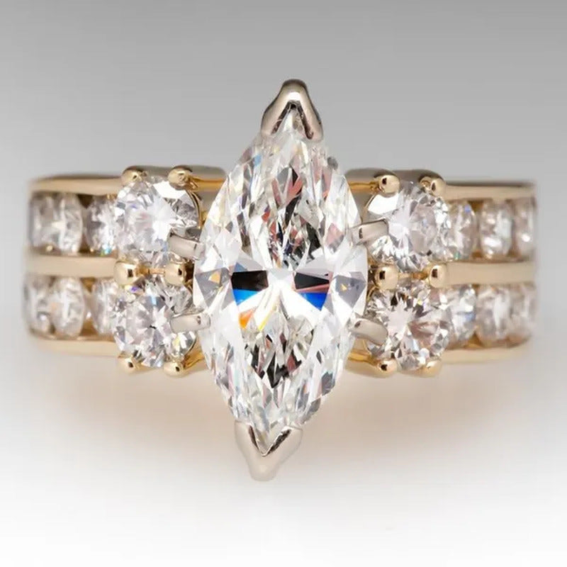 Exquisite 18K Gold Marquise Diamond Rings for Women Engagement Rings Elegant Bri