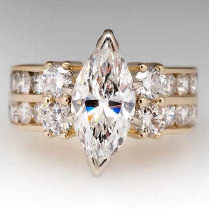 Exquisite 18K Gold Marquise Diamond Rings for Women Engagement Rings Elegant Bri