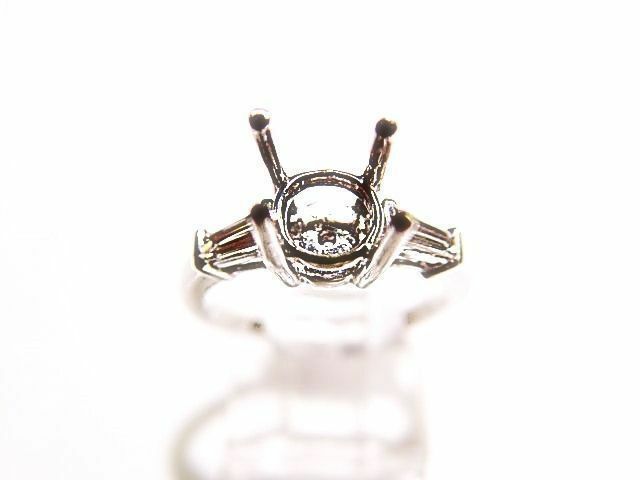 DIAMOND 2 TAPERED BAGUETTE SHAPE SETTING 4 PRONG DIAMOND ENGAGEMENT RING SETTING