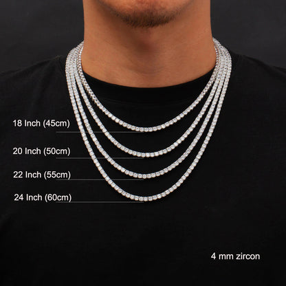 Solid Real 925 Sterling Silver 16/17/18/20/22/24 Inch Tennis Chain Choker
