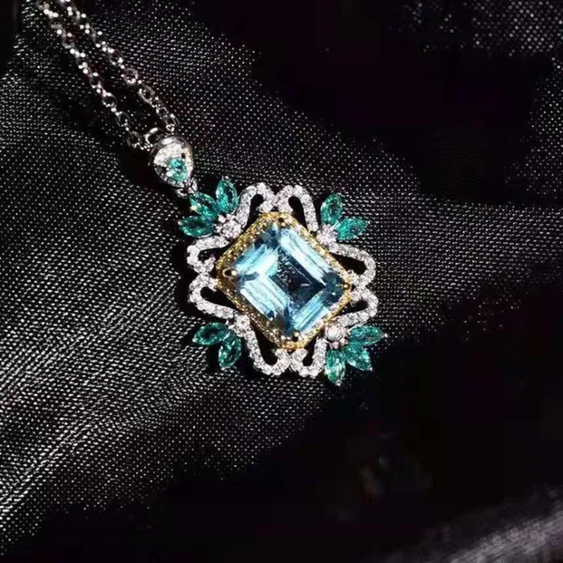 The Jewelry Imitation Natural Topaz Necklace Inlaid with High Carbon Diamond Pen