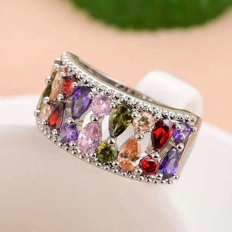 2017 New Fashion 925 Sterling Silver Amethyst Ruby Topaz Peridot Sapphire Ring C