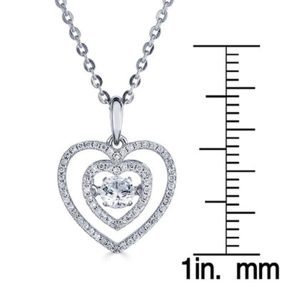 Sterling Silver Dancing Lab Created White Sapphire and 0.14 CT. T.W. Diamond Hea