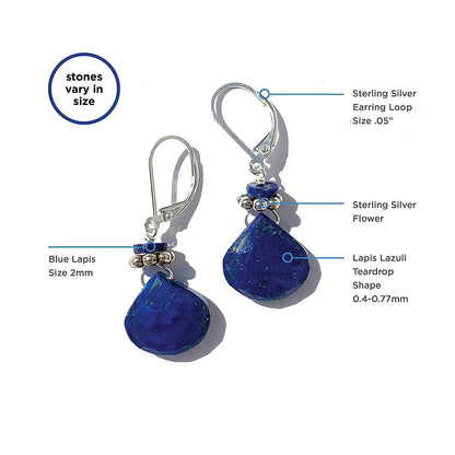 Blue Earrings Lapis Lazuli, Royal Blue Natural Stone, Faceted Dangle Minimalist,