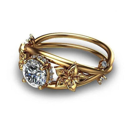 White Sapphire Floral Ring Charming Diamond Princess Rings Exquisite Fashion Flo