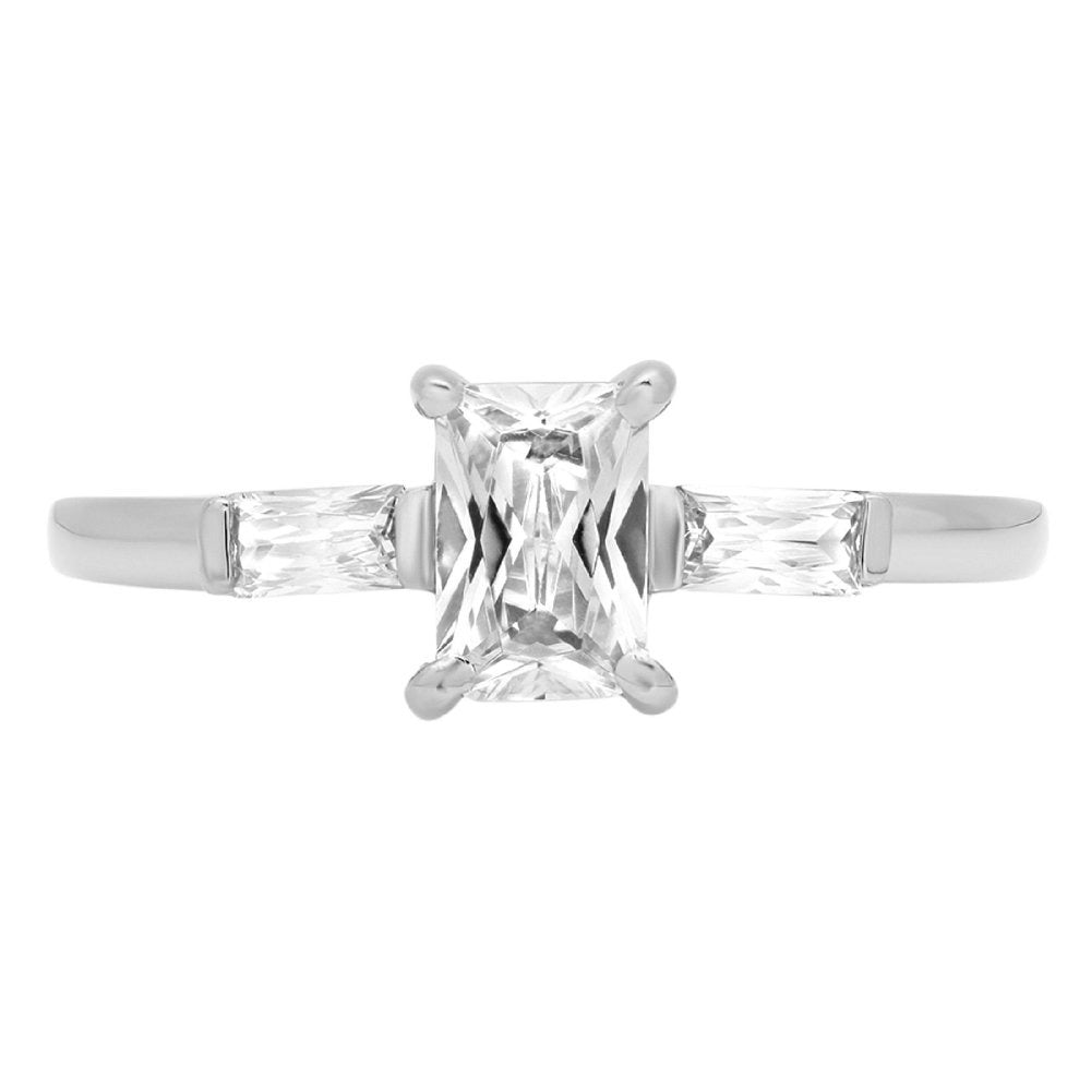 0.8 Ct Brilliant Emerald Cut VVS1 Genuine Conflict Free Clear Simulated Diamond