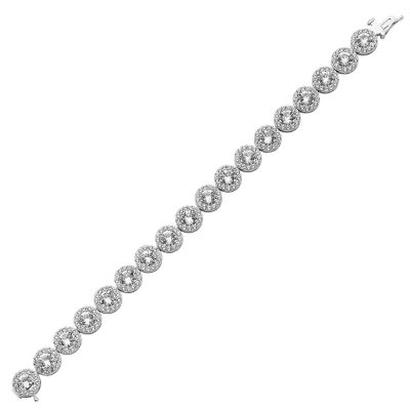 Framed Lab White Sapphire Bracelet in Sterling Silver