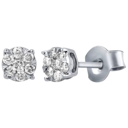0.23 CT. T.W. Diamond Cluster Earrings in 14K White Gold