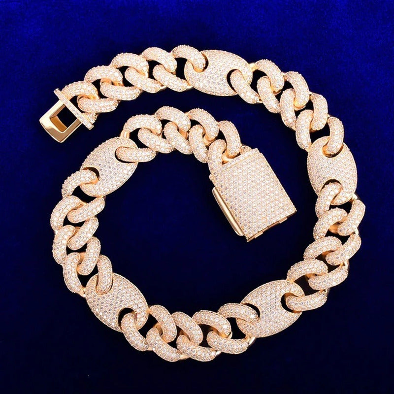 Miami Cuban Chain Real Gold Plated Hip Hop Jewelry Man Necklace Christams