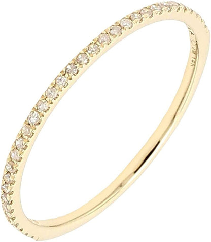 1/10 Cttw 14K Gold Dainty Half Band Natural Diamond Wedding Anniversary Ring (G-