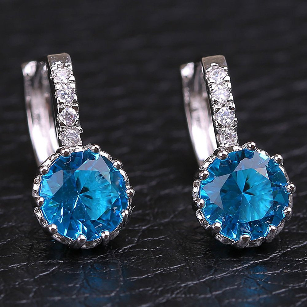 Artificial Diamond Earrings for Women Girls, Vintage Hoop Earrings Alloy Silver