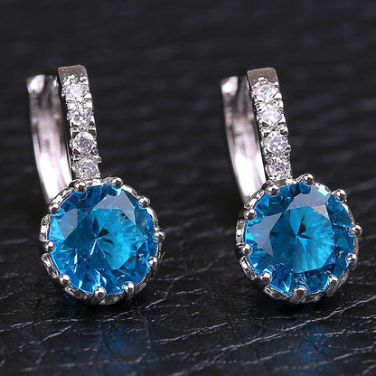 Artificial Diamond Earrings for Women Girls, Vintage Hoop Earrings Alloy Silver