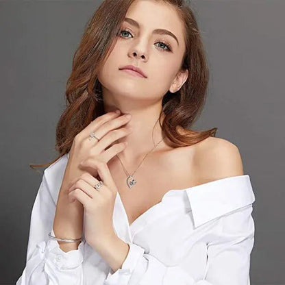 Bridal Wedding Clavicle Necklace 925 Sterling Silver Diamond Heart Necklace for