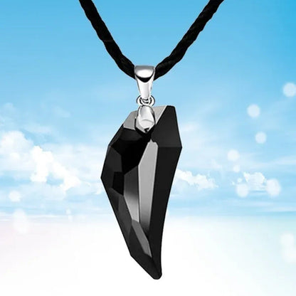 2Pcs Brief Design Women Men Wolf Tooth Crystal Pendant Adjustable Handmade Neckl