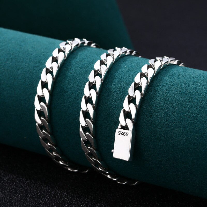 Trendy S925 Sterling Silver Necklace for Men Women 2022 New Simple 7Mm 8Mm\