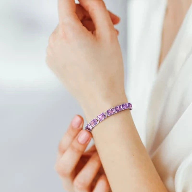 Amethyst Tennis Bracelet in Sterling Silver, 7.25"