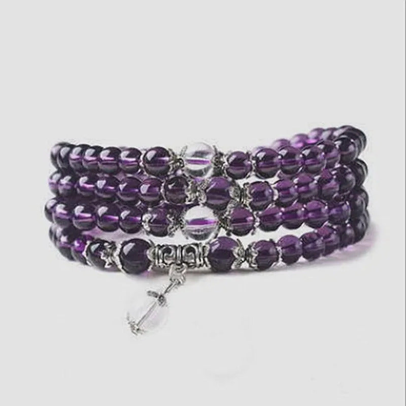 Buddhist Amethyst Bracelet Stones Chakra Dolphin Beaded Prayer Bangle