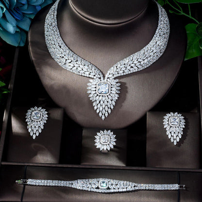 New White Color Fashion Top Quality Wedding Jewelry Sets AAA CZ Geometric Bridal