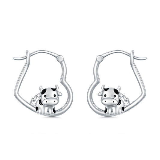 Cow Earrings 925 Sterling Silver Hypoallergenic Cow Hoop Earrings Cow Jewelry Gi