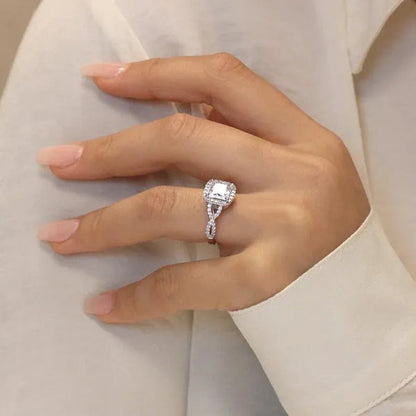 Luxury Fashion Women'S White Gold Engagement Rings Classic Design Dazzling Moiss