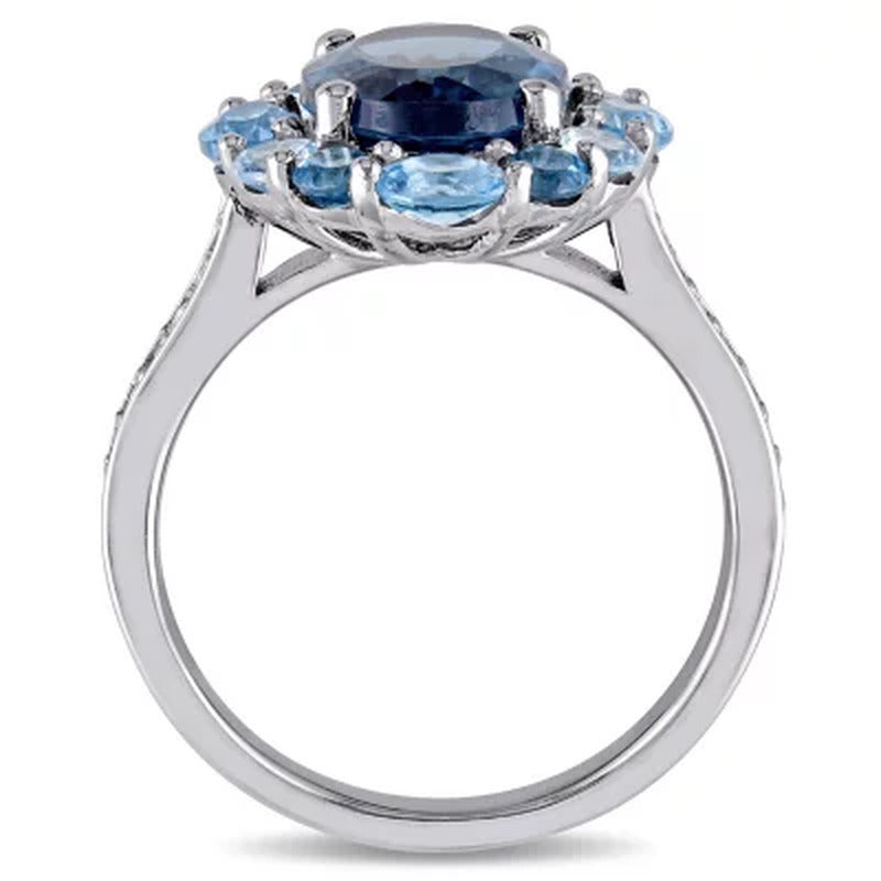 London-Blue Topaz Sky-Blue Topaz and Swiss-Blue Topaz and White Topaz Cocktail R