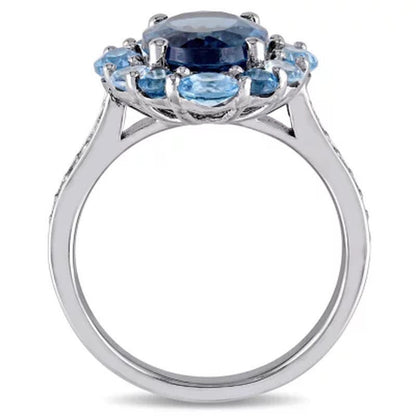 London-Blue Topaz Sky-Blue Topaz and Swiss-Blue Topaz and White Topaz Cocktail R