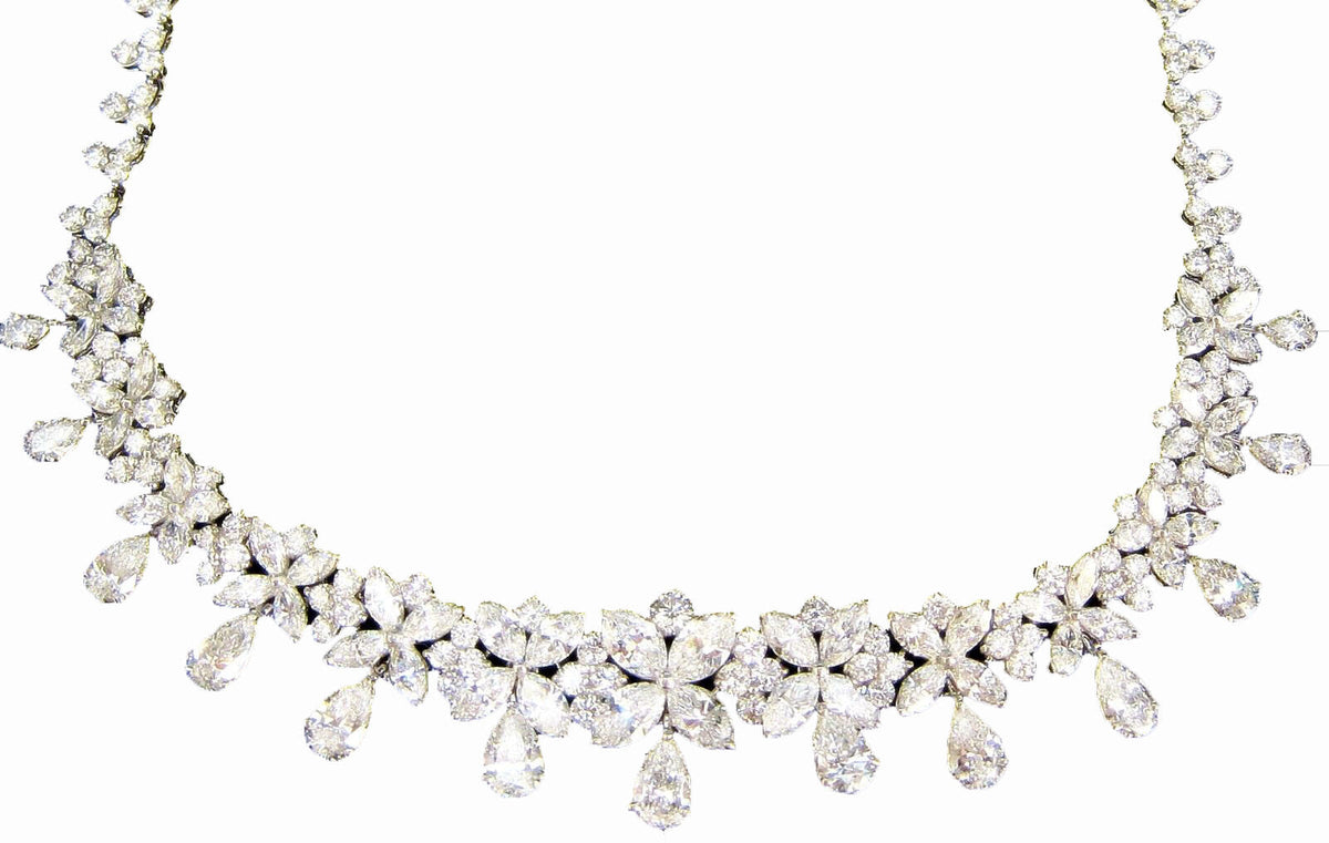 DIAMOND NECKLACE PEAR MARQUISE ROUND DIAMOND NECKLACE DIAMOND SET GRADUATE
