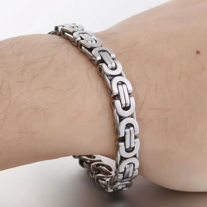 Davieslee Mens Fashion Flat Byzantine Link Silver Tone Stainless Steel Chain Bra