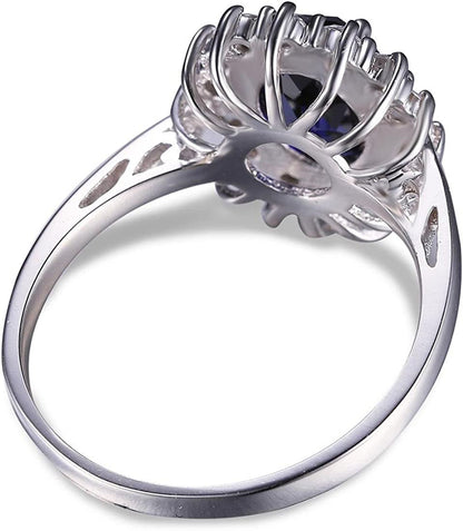 Princess Diana Kate Middleton Class Gemstone Birthstone Sapphire Halo Engagement