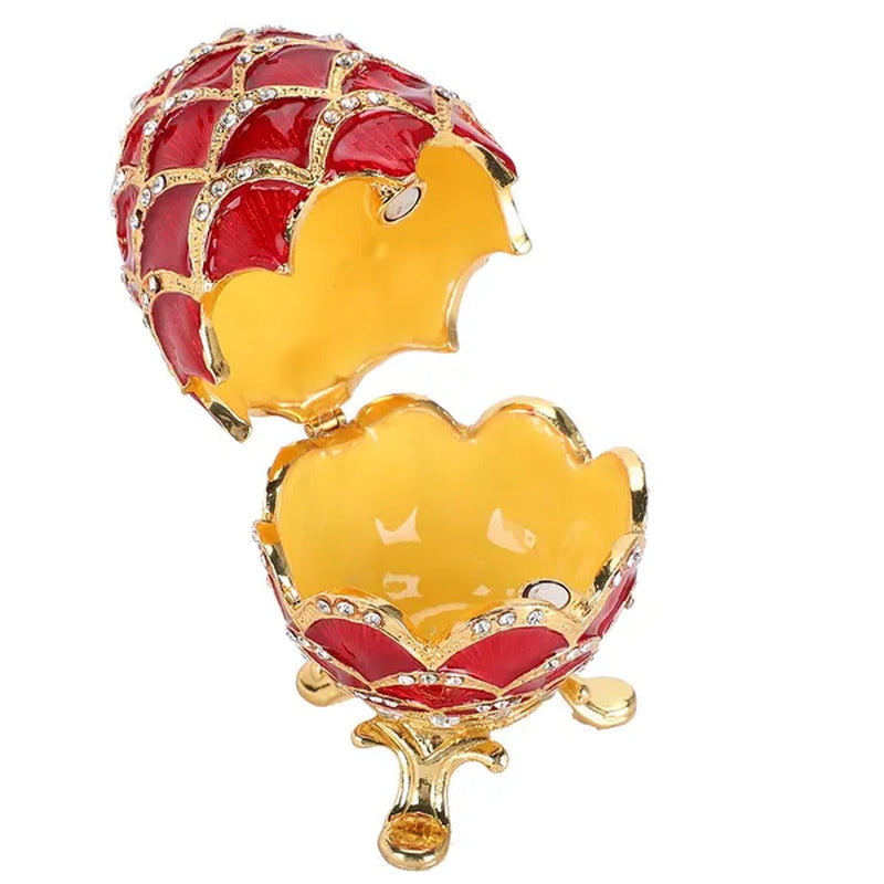 Jewelry Storage Eggs Enameled Craft Elegant Rich Colors Red Color Egg Shape