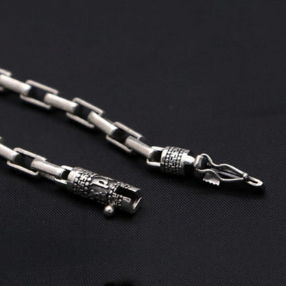 5Mm S925 Sterling Silver Checkered Chain Necklace Men Male Pure Thai Silver