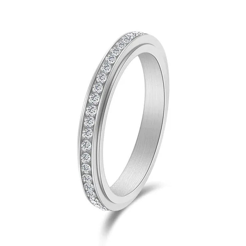 4Mm Wide Titanium Steel Exquisitely Inlaid Single Drainage Diamond for Men and W