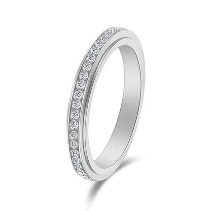 4Mm Wide Titanium Steel Exquisitely Inlaid Single Drainage Diamond for Men and W