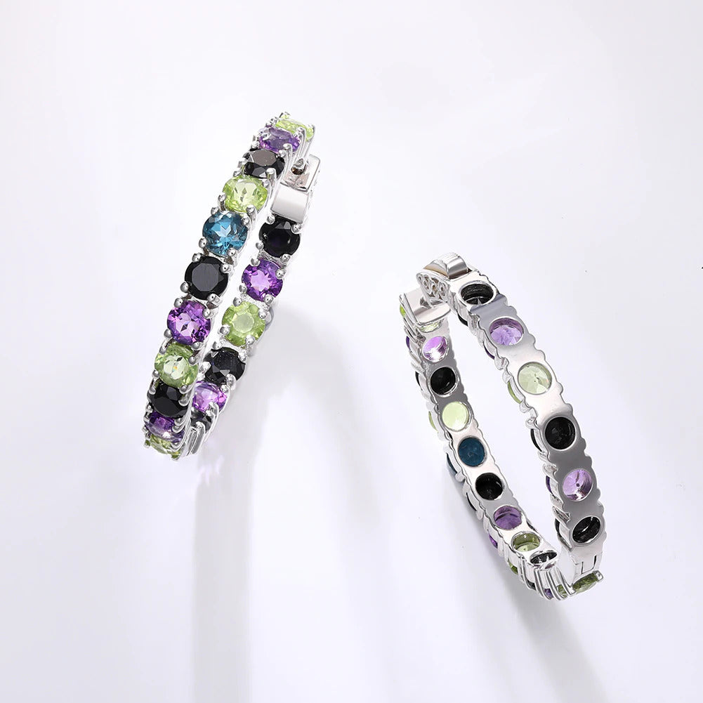 New Fashion Natural Blue Topaz Amethyst Multi Gemstone Custom Jewelry 925