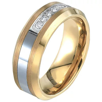 Men'S Yellow Tungsten Carbide Diamond Wedding Band 0.20 CT. T.W.
