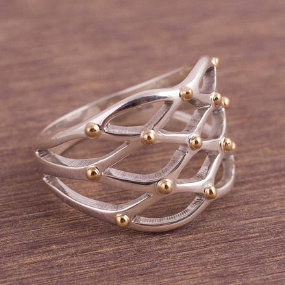 18K Gold Plated .925 Sterling Silver Cocktail Ring, Webbed Love'