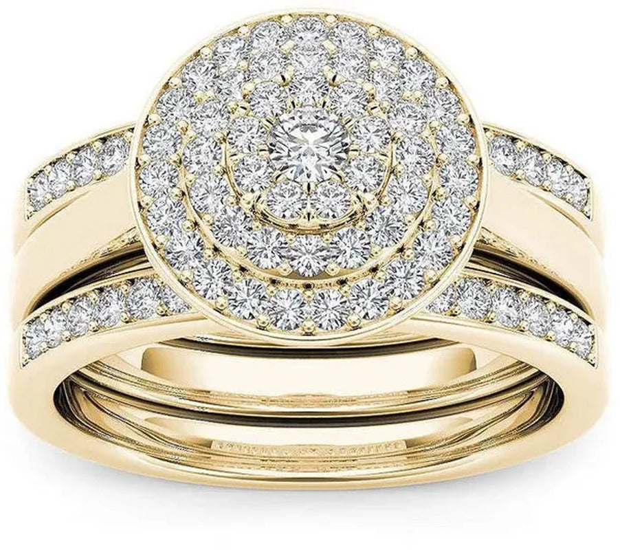 6 Styles Exquisite Women Ladies 18K Gold Natural White Sapphire Diamond Ring Set