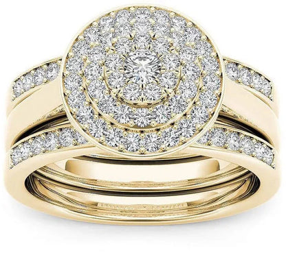 6 Styles Exquisite Women Ladies 18K Gold Natural White Sapphire Diamond Ring Set