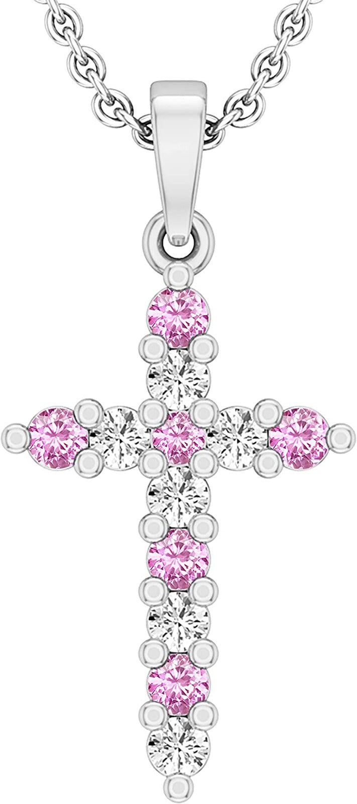 Alternate round Diamond or Gemstone Crucifix Religious Cross Pendant for Ladies