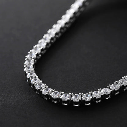 100% 925 Sterling Silver Full 3Mm/4Mm Luxury High Carbon Diamond Tennis Chains