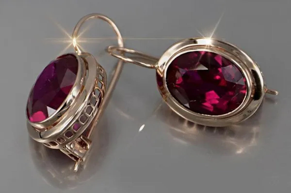 Earrings for Women Gold Ruby White Diamond Drop Lady Girls Engagement Wedding Bridal Fashion Jewelry Gift