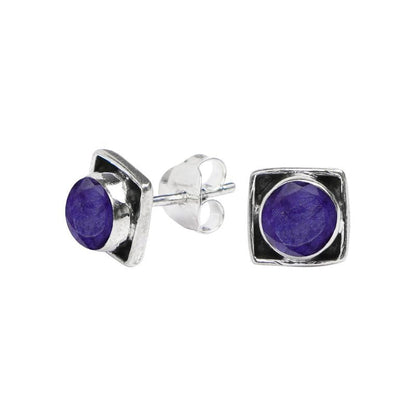 Labradorite Stone Stud Earring, 925 Sterling Silver Stud Earrings for Women Girls, Natural Gemstone Stud Earring, Round Stone Stud Earrings, Gift Jewelry for her