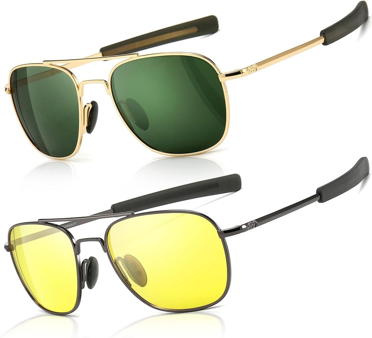 Men's Military Style Polarized Pilot Aviator Sunglasses Bayonet Temples