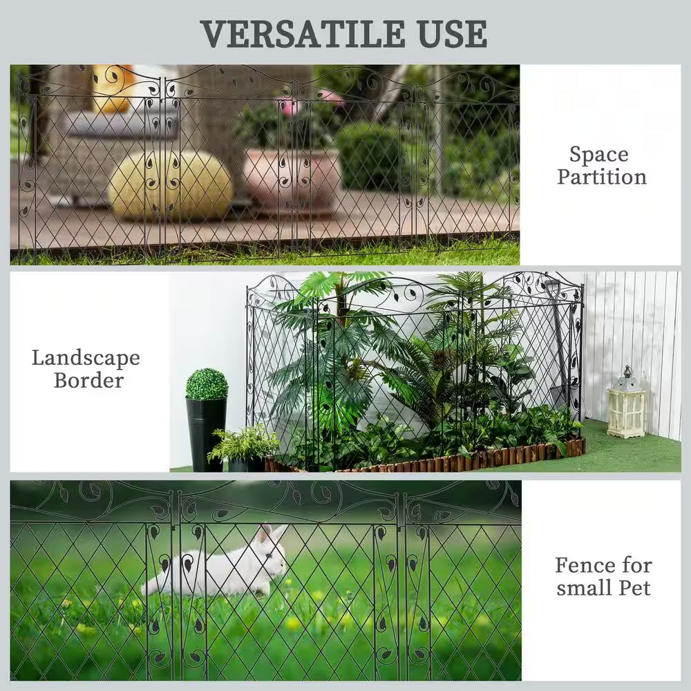 138.5 In. Metal Flower Garden Fence