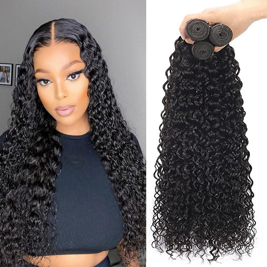 Water Wave Bundles 18 20 22 Inch Wet and Wavy Human Hair Weave Bundles 10A Brazilian Virgin Water Wave Hair 3 Bundles Human Hair Extensions for Black Women Natural Color