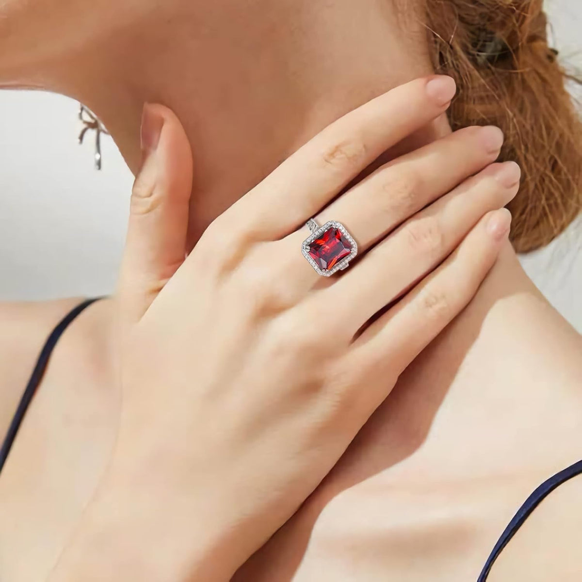 925 Sterling Silver Blue Sapphire Color 3 Carat Radiant Cut CZ Engagement Ring for Women, Bride