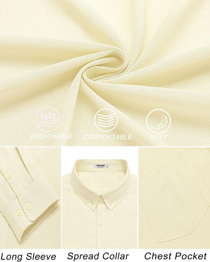 Men'S Long Sleeve Button down Shirts Casual Cotton Linen Shirts Summer Beach Shirt with Pocket